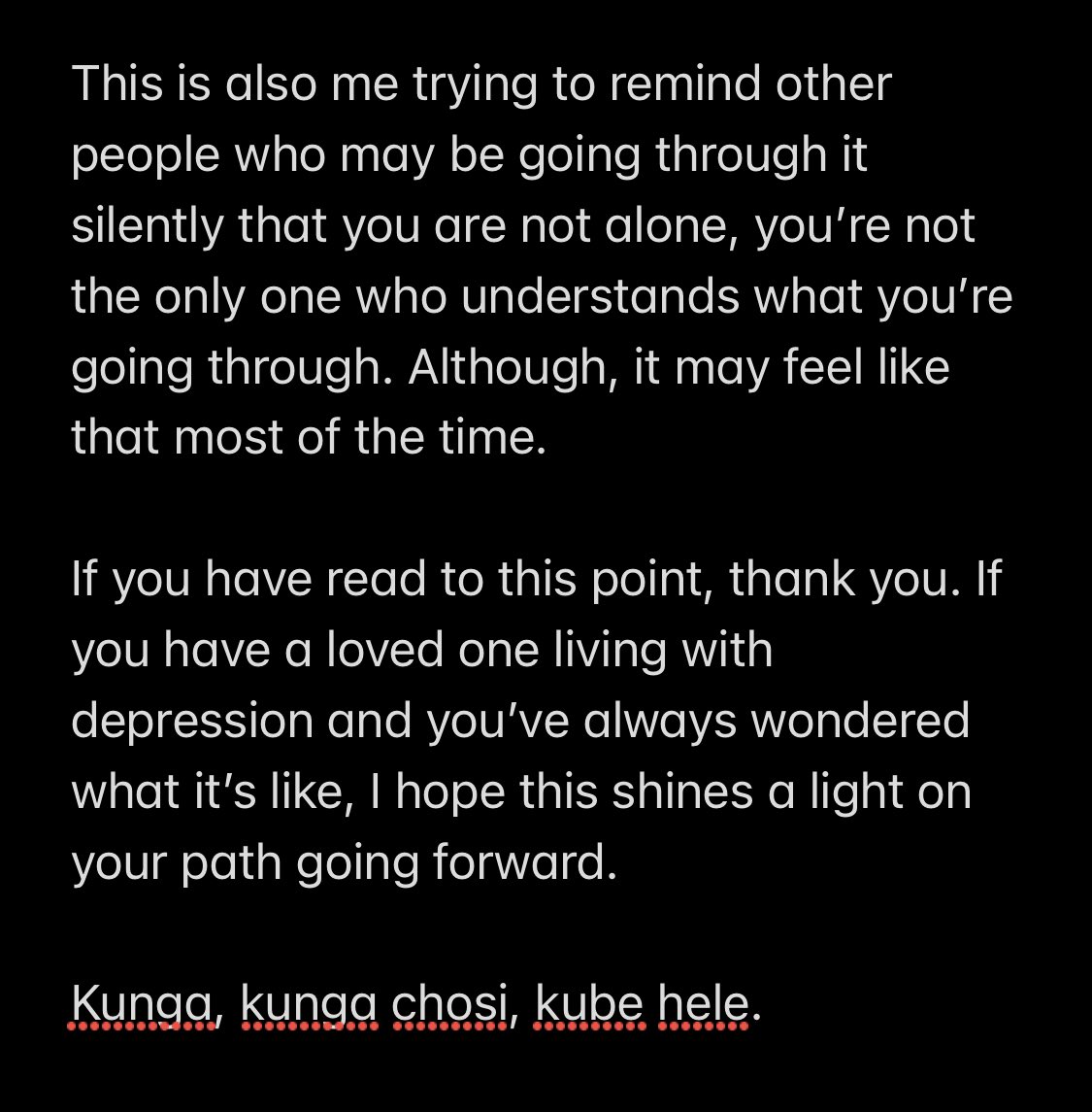QueMagida's tweet image. Molweni Bahlali. So the question of What it’s like living with depression is a frequently asked one. This morning I put myself up to the challenge of answering it based on my lived experience.

Please do take a peek when you have time.

✨✨✨✨✨✨✨✨