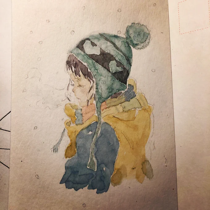 #正直もっと伸びても良かったと思う自信作を晒す見た人もやる大学生の頃に描いた、何気ない絵かなぁ。伸びて欲しいと言うか、こんな感じのも描くんだってこと知って欲しいなぁ。#イラスト #絵 #水彩画 