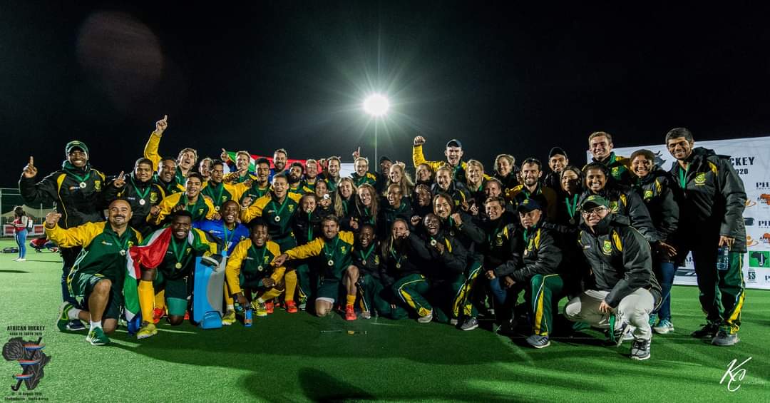 Throw back to the 2019  double gold moment for South Africa at the African Hockey Road to Tokyo qualifier 📸 by <a href="/KymClayton/">Kym Clayton</a>
<a href="/AfrHockey/">African Hockey Federation (AfHF)</a> 
<a href="/FIH_Hockey/">International Hockey Federation</a> 
<a href="/Olympics/">The Olympic Games</a>
#hockeyinvites 
#StrongerTogether