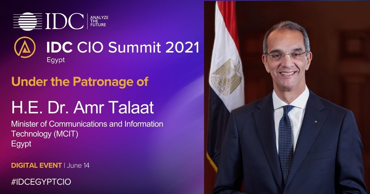 sheila_manek's tweet image. We are thrilled to announce the 7th Edition of the IDC CIO Summit Egypt 2021 to be held under the Patronage of H.E. Dr. Amr Talaat, Ministry of Communications and Information Technology (MCIT), Egypt #IDCEGYPTCIO  
Register Now: lnkd.in/e_93gng 
@MCIT_News