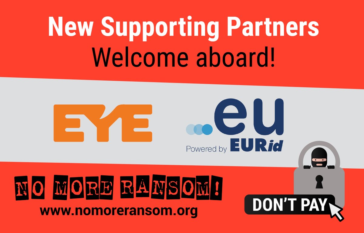 Welcoming <a href="/EUregistry/">EURid</a> and <a href="/eyesecurity_/">Eye Security</a> to the #NoMoreRansom family!

🚨 We have exciting news coming soon, stay tuned for the project announcements!😉

#Dontpay