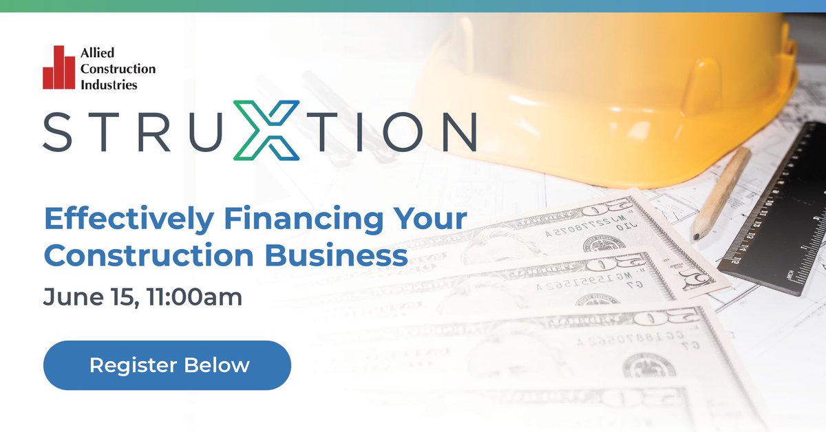 Looking to fund your construction business so you can get the best Subcontractors? Struxtion has the answer. Join us Tuesday, June 15th at 11:00 AM, as we share what we've learned through our many years in the construction business.