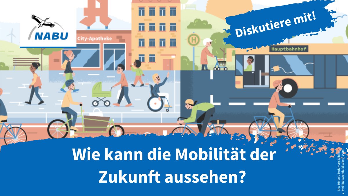 Wie sieht für dich die Mobilität der Zukunft aus? ✈🚎🚴🚗 Am 11. Juni diskutieren wir auf der #WocheDerUmwelt gemeinsam mit Expert*innen aus dem Bündnis sozialverträgliche Mobilitätswende darüber. Zum Programm👉 woche-der-umwelt.de/programm #MobilitätswendeJetzt