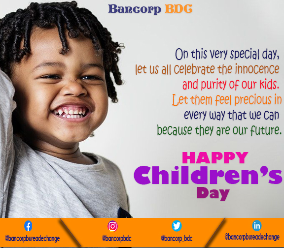 Bancorp_BDC's tweet photo. Every child deserves to be celebrated
Happy Children's day.
#Bancorpbdc #ChildrensDay #fx #Smile https://t.co/pHy32wjwdJ