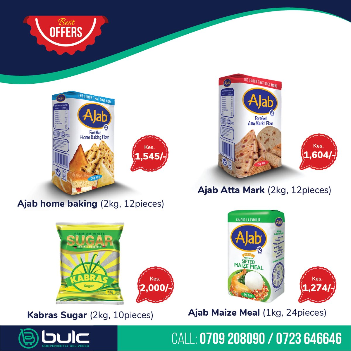 BulcFoodPlus's tweet photo. Serve your customer their best experience with the Ajab family of Home Baking, Atta Mark and Maize Meal at wholesale prices.
Contact us today; 0709 208090/0723 646 646

#BulcWholesaleShopping #ShopInBulc #ShopAtBulc https://t.co/FMwqbswsvo