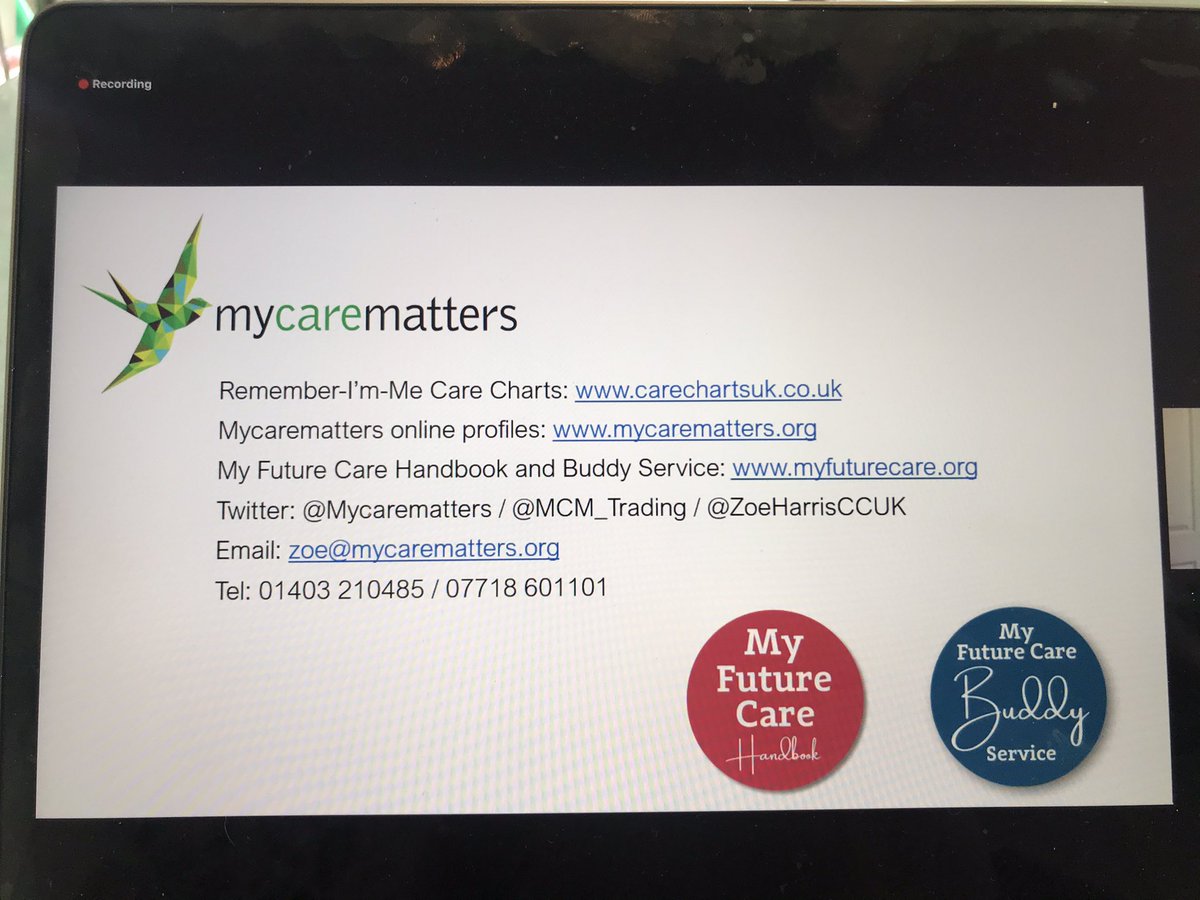 Annagoge's tweet photo. Inspiring to hear how a few sticky notes on a care home wall led to a suite of charts to improve communication in over 1400 care homes &amp; the creation of a #MyFutureCare handbook. Thank you for sharing your emotive story @ZoeHarris_FRSA. @AlzheimersShow #ACP #dementia #care #chart https://t.co/AX7bQMECtp