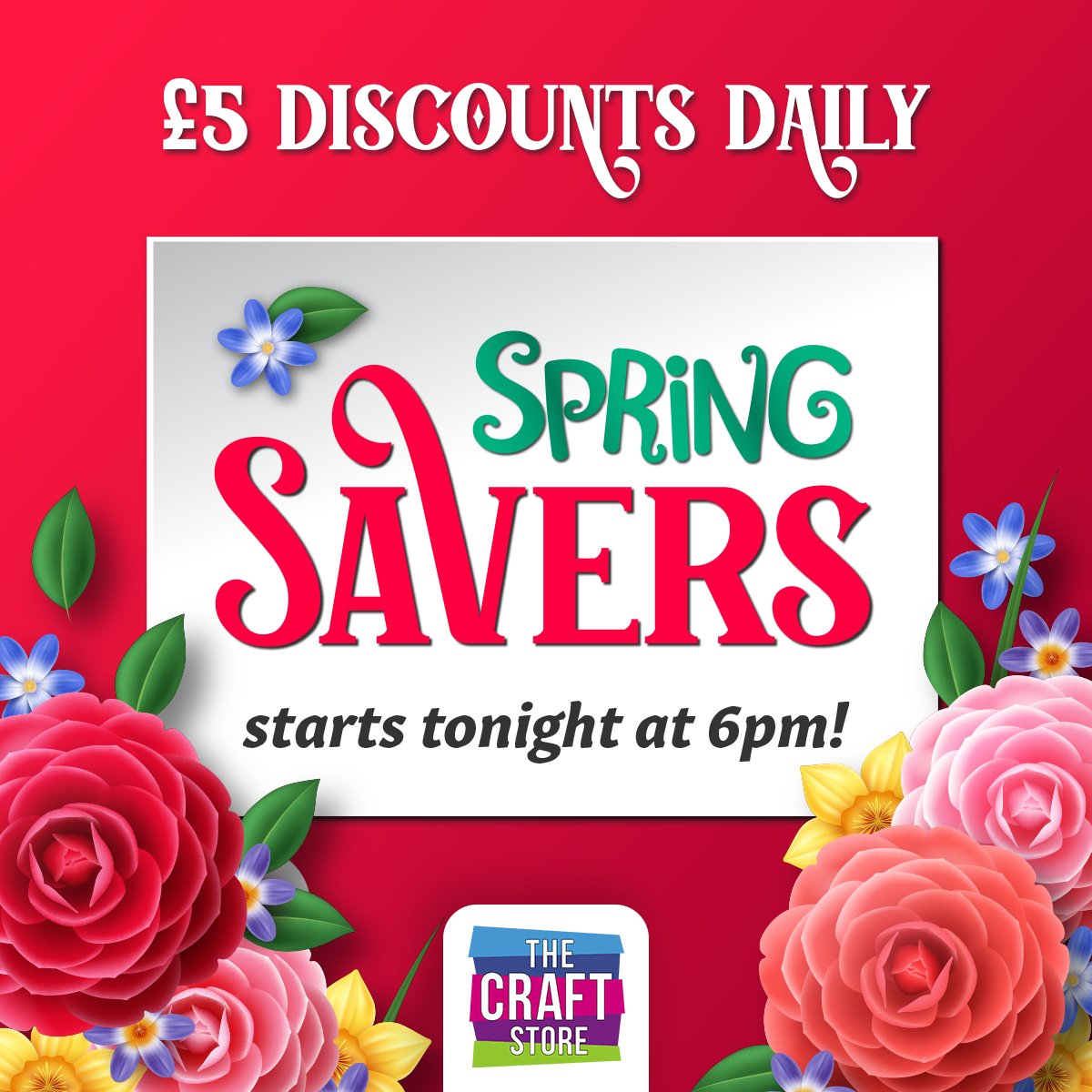 thecraftstoretv's tweet photo. Spring Savers is back! π€©
Tune in from 6pm today until the 1st of June where you can get Β£5 credit when purchasing during our Spring Saver event. πΉβ€οΈ
#discount #thecraftstore #springsavers https://t.co/EPlvPG2hvV
