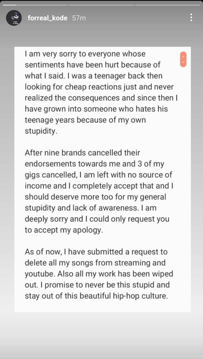 pushkar_sam's tweet photo. @randm_indianguy @CPDelhi @DelhiPolice MC Kode has realised his mistake and apologised for his actions. Please spare him some compassion, he has received multiple death threats and lost all sources of income 🙏🏼
#StopTheHate #MCKode https://t.co/4Mr3qFnifX