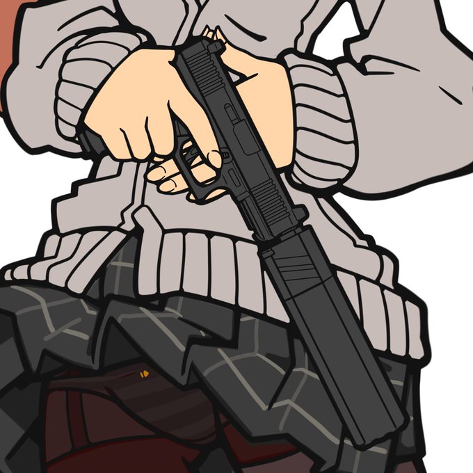 うーむ!悩ましい段階に突入した・・:・!
女子の手の柔らかと、銃の堅牢な硬さの対比を描くか、
お手々しっかりガードグローブで手慣れた感を描くか・・・ 