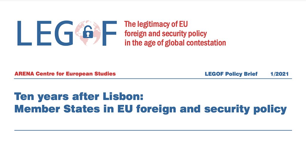 The first #LEGOF brief is out – and what a start! 

Thank you @heidi_maurer & @NickWrightYAPJ for a highly recommended analysis of the effects of #EU foreign policy reforms as instigated by the #LisbonTreaty

➡️ bit.ly/3oWLIS4

LEGOF is led by ARENA's @HeleneSjursen