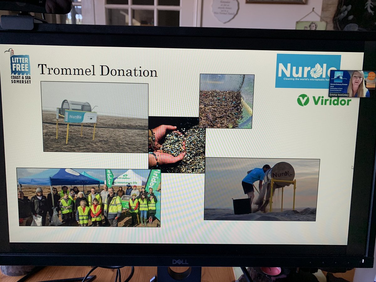 PCFCIC's tweet photo. Our friends at @SevernEstuary holding their online forum this week, here’s @EmmaJMcKinley presenting on challenges of #plasticpollution on beaches, also great work with #SomersetPooFighters showing decrease in dog fouling on 72% of sites surveyed.
#25YearsofSEP https://t.co/tpAis9B7As