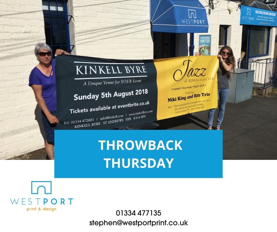 westportprint's tweet photo. Throwback to 2018 - Fiona and Cobainy showing off a banner we printed for the Kinkell Byre! https://t.co/DjU9hVmFPB