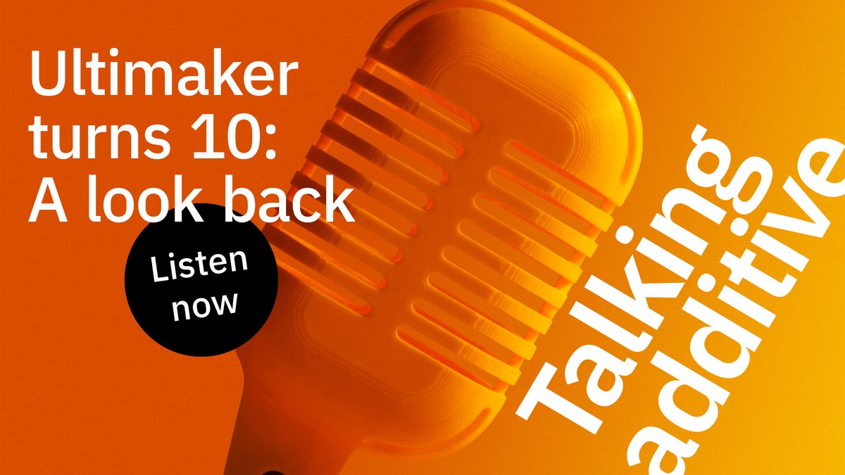 Ultimaker's tweet photo. It’s Ultimaker’s 10th birthday! Listen now to join us for a special #TalkingAdditive celebration, kicking off a miniseries on our company’s history!
Listen now: https://t.co/eJKua37doc https://t.co/TY8teGjvfT