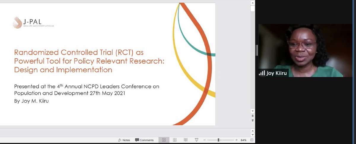deewarira's tweet photo. .@JPAL Research and Policy Adviser for the Gender and Economic Agency Initiative Dr. Joy Kiiru speaks at @NCPD_Kenya #PopulationConferenceKE, sharing insights on #randomizedevaluations as an innovative tool for testing solutions to inform public policy and programming. #RCTs https://t.co/jOaW00yd68