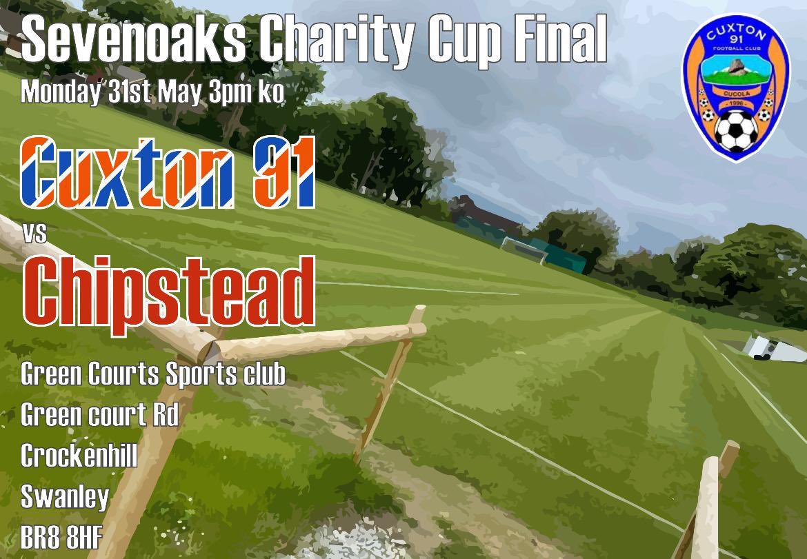 This bank holiday Monday we face <a href="/Chipstead_FC/">Chipstead FC</a> in the final of the Sevenoaks Charity Cup. Details on the graphic...3pm kick off...£5 for adults on the gate!! Come and support the boys in what should be a cracking final!! 🔶🔷⚽️🏆

#C91⚽️
@KCFL_News