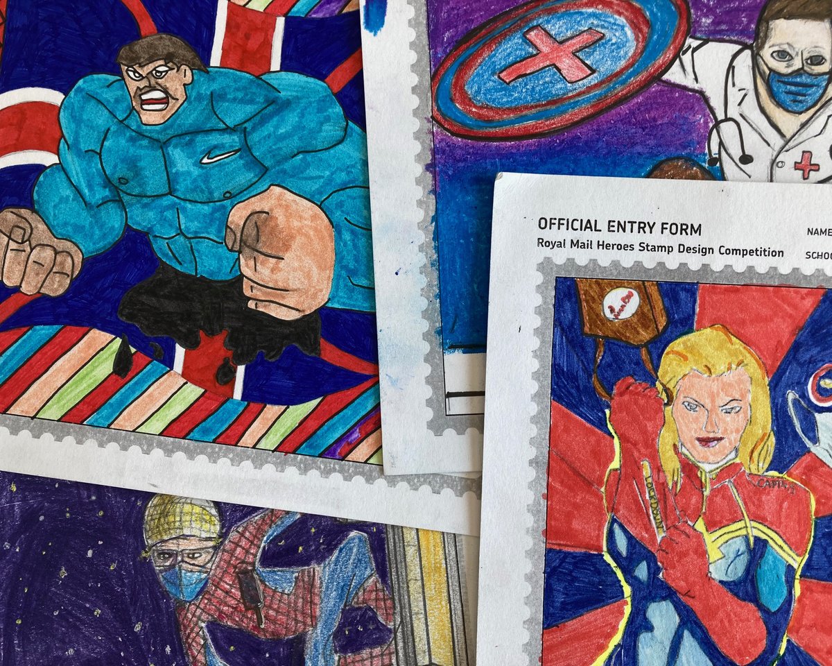 ART_UCS's tweet image. Well done to the 25 Entry artists who have been working really hard on their entries to the Royal Mail Covid Heroes Stamp Design Competition. We wish them luck in the competition. #royalmail #ucs_art #heroes @UCSHampstead  stampcompetition.ichild.co.uk