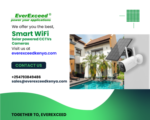EverExceedKenya offers you a smart WiFi solar powered CCTV camera with in-built LiFe battery for long standby back up power. 
President Uhuru Kenyatta William Ruto Catherine DP Ruto
#MainaAndKingangi
