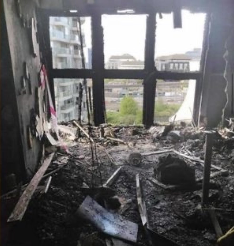 Ballymorehell's tweet photo. @team_greenhalgh @ukcag @McrCladiators @weareballymore It was harrowing for all involved, these are our homes, can you imagine if you had to be evacuated from this? #EndOurCladdingScandal #leaseholdscandal @NLC_2019 @EOCS_Official https://t.co/04n87QuWm3