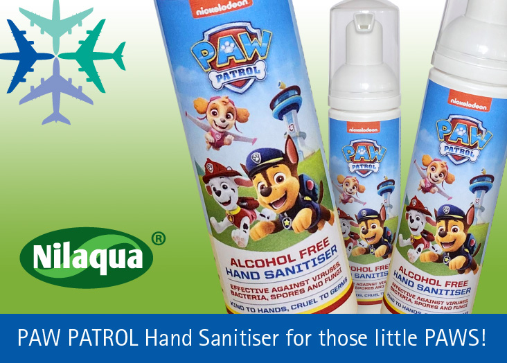 Coinciding with top children's brand PAW PATROL "The Movie" coming out this summer, we now offer Nilaqua Alcohol-Free Hand Sanitiser in Nickelodeon/PAW PATROL Pocket-size Foam Pumps. Ideal for those little paws! #airlines #travel #sanitiser #handsanitiser #covid19safety #covid