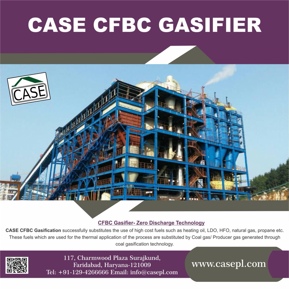 CASEIndia's tweet image. To reduce the dependency on expensive and unavailable sized coal, CASE brings ‘CIRCULATING FLUIDIZED BED COAL’ Gasification Technology. This technology works on the principle of #ZLD (Zero Liquid Discharge).
#CirculatingFluidizedBed #GasificationTechnology #sizedcoal #coalfines