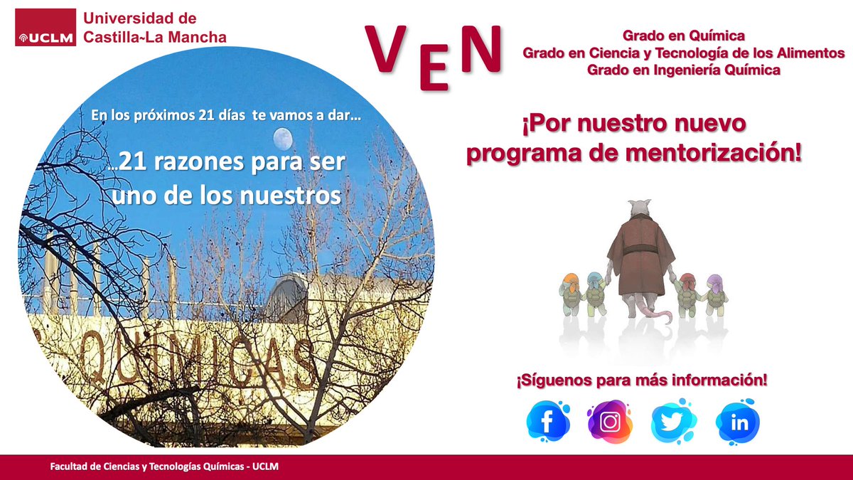 #RAZON3 Por nuestro nuevo programa de mentorización para formarte profesionalmente y también como persona. <a href="/uclm_es/">Universidad de Castilla-La Mancha</a> #BeUCLM #VenUCLM #PuertasAbiertasUCLM #CiudadReal #21RAZONES