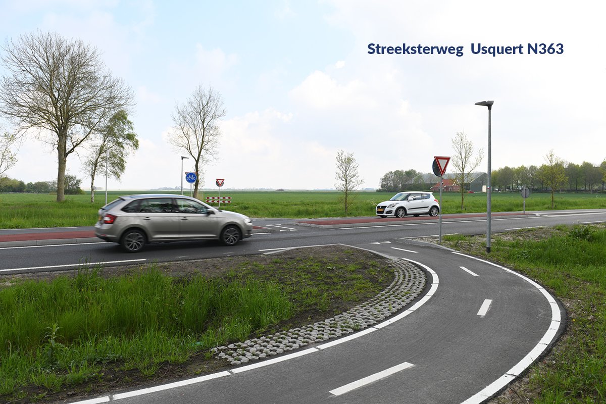 In 2 jaar tijd hebben we 17 oversteken aangepakt om de verkeersveiligheid te verbeteren, door een middenberm aan te leggen of het midden van de weg met kleur te markeren. De meest recente oversteken die zijn afgerond zijn liggen in Usquert en Rasquert. provinciegroningen.nl/actueel/nieuws…