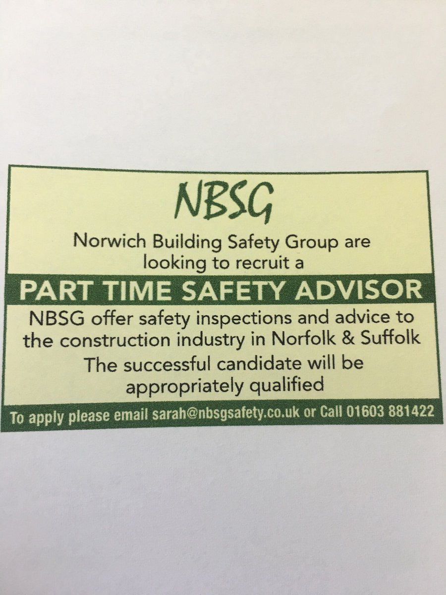 Please get in touch if you would like to be considered ! #healthandsafety #Norfolk #Suffolk #parttime