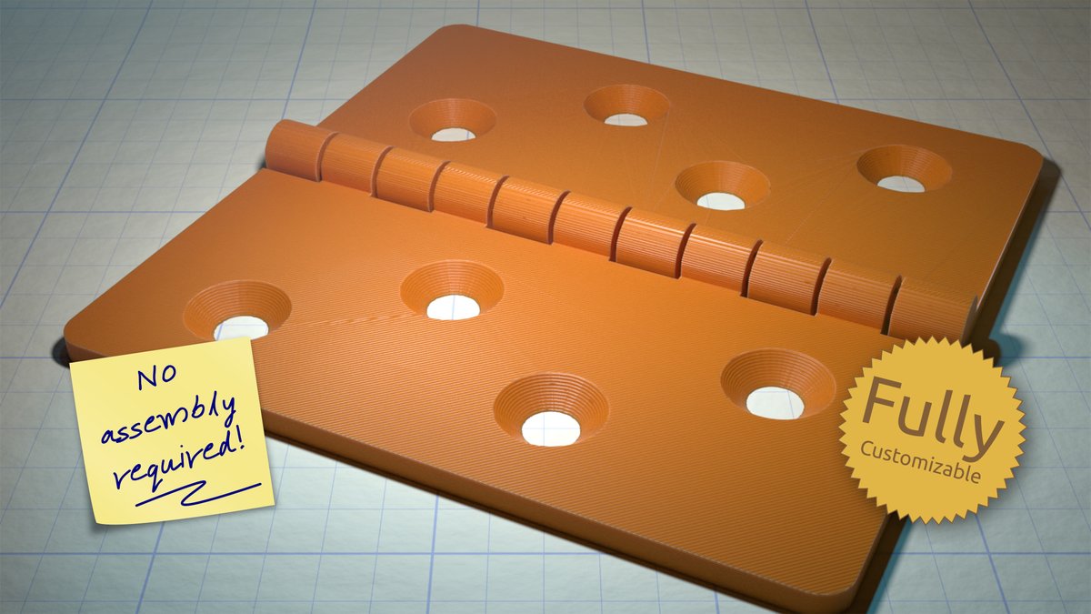 code_and_make's tweet image. A fully customizable hinge! Our latest free 3D printable design on @Thingiverse: thingiverse.com/thing:4870910 #3dprinted #3dprinting #thingalert #diy #craft