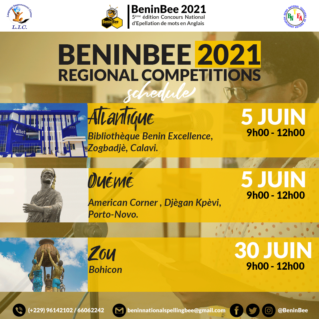 BeninBee's tweet photo. Démarrage des competitions départementales du #BeninBee21 dans les prochaines semaines. Les toutes premieres competitions depuis 2019 du fait de la pandémie du #COVID19. Des moments magiques s'annoncent.
#BNTEA #BeninBee #Wasexo #team229 #spellingbee https://t.co/QkTqrHzZ0i