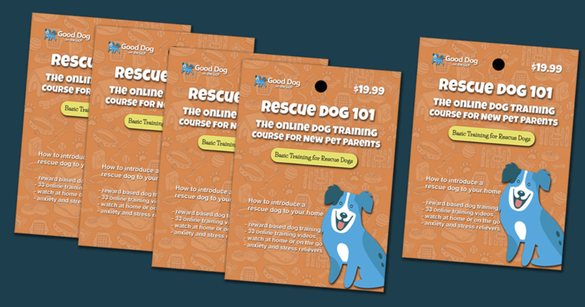 GoodDoginaBox's tweet photo. Today's freebie with $100 purchase, 5 Rescue Dog 101 training program cards. Online reward-based dog training for new rescue dog owners. $100 value. Keep, share, or sell. Today only on any of the Good Dog sites. https://t.co/xaLvsTd1xO  #onlinedogtraining #dogtraining #rescuedog https://t.co/ue58NuoDg4