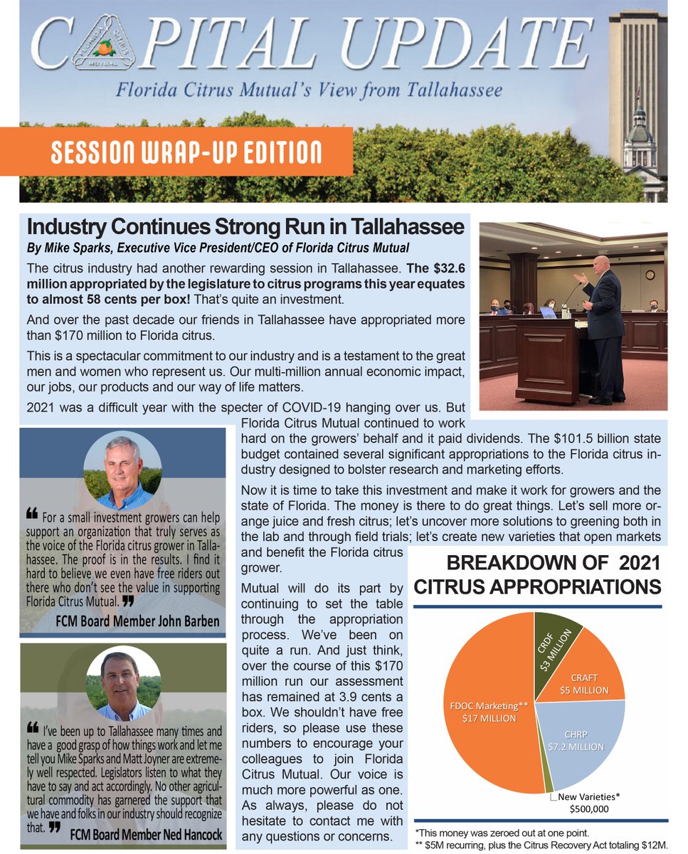Florida citrus had another successful year in Tallahassee