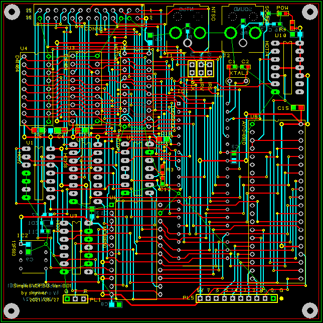 wcinp's tweet photo. 13個のDIP ICを使ったオリジナルCPUを検討中
MSXで使われているVDP(TMS9918A)＆PSG(AY38910)とシリアルI/Fを実装したサブボードを作成中です。
パターン設計ができたので再度チェック後発注予定
https://t.co/RVKw29UhOn
#Simple8Z #オリジナルCPU #TMS9918 #AY38910 https://t.co/TouJHmXENF