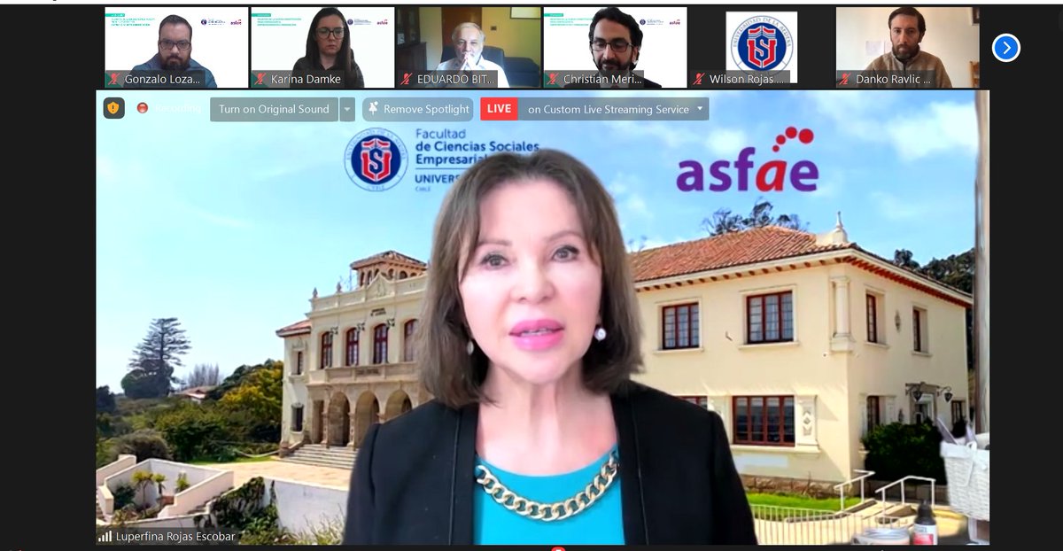 userena's tweet photo. ⭕️[AHORA] La Decana de la #FACSEJ y presidenta de #ASFAE, Dra. Luperfina Rojas, da la bienvenida al Seminario "Desafíos de la nueva Constitución para fortalecer el #emprendimiento e #innovación".

💻📱 Siga la transmisión 👉https://t.co/OU4bHyzw4I https://t.co/xwVVhdkW5M