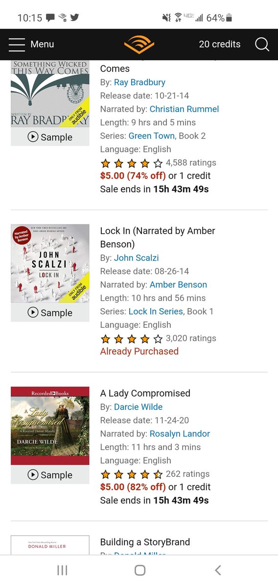 321CHRIStoff's tweet photo. Gotta love it when Audible makes it easy to impulse-buy one of your favorite authors! @scalzi https://t.co/W4ZrT5qN7V