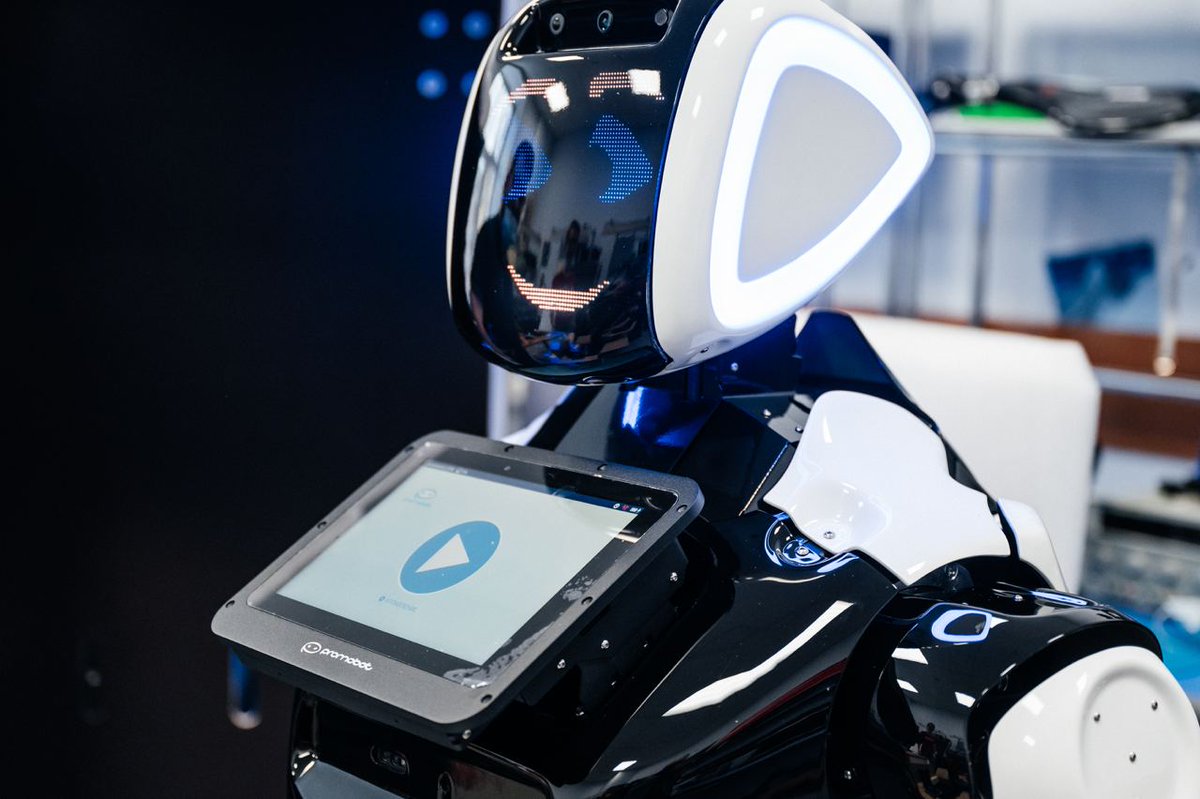 promobot's tweet image. Upload both general phrases and specific questions and answers into the robot. It can represent your company, answer frequently asked questions, or work according to a customized dialogue. The robot always keeps the conversation going.

#Promobot #automation #servicerobots