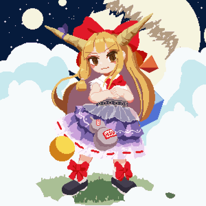 #ドット絵 #東方  萃香ちゃん 