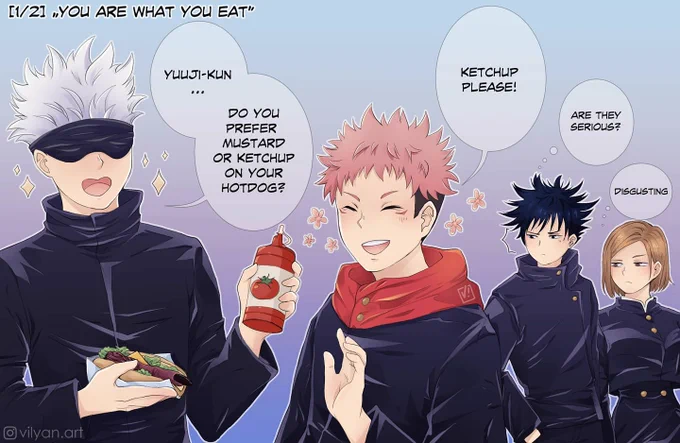 ☺ You are what you eat 🌭 I've fallen into Jujutsu Kaisen hell, don't help. 🔥
#jjk #jjkfanart #JujutsuKaisen #GojoSatoru #Itadoriyuuji #sukuna 