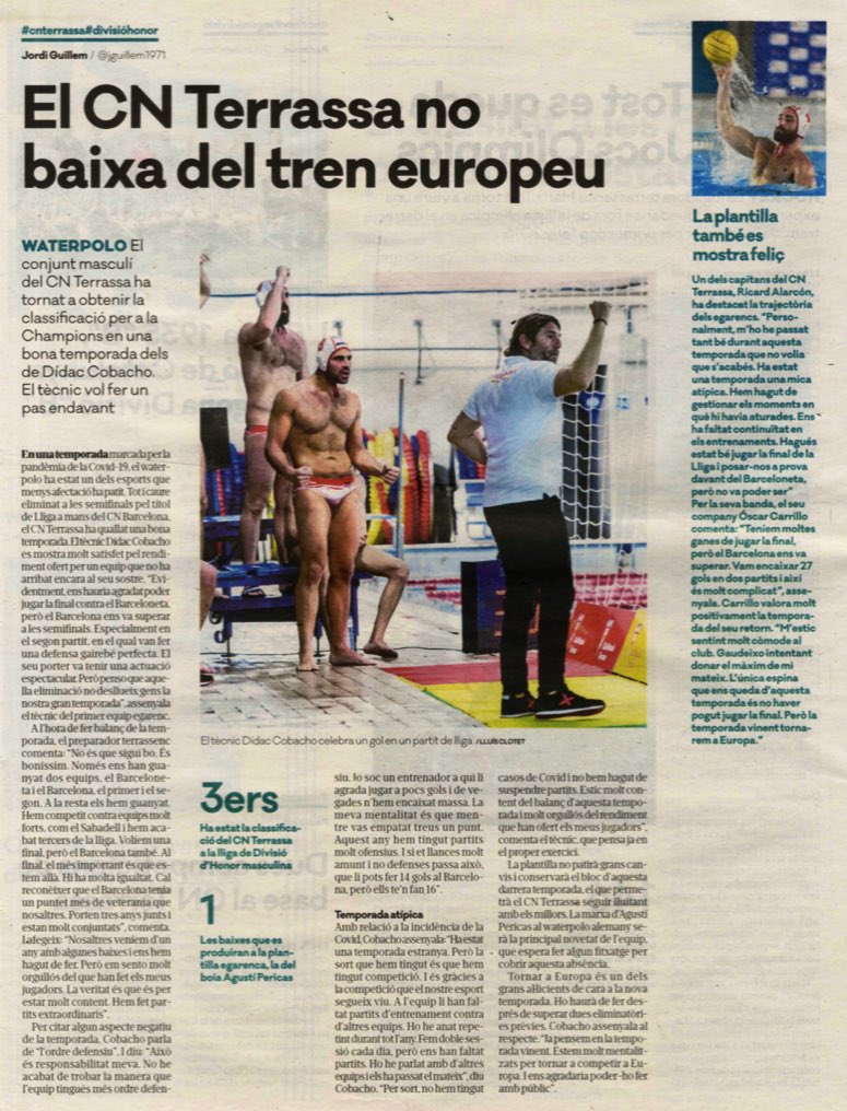Notícia al <a href="/DiarideTerrassa/">Diari de Terrassa</a> de l’Absolut Masculí “El CN Terrassa no baixa del tren europeu”

#waterpolo
#terrassa 
#MareaRoja⚪️🔴 

<a href="/infisport/">Infisport ®</a>
<a href="/coverprotec/">coverprotec</a>
<a href="/netegescoral/">Neteges Coral</a>
<a href="/VYCindustrial/">VYC industrial, sau</a>
<a href="/Dissenysport/">Disseny Sport</a>
