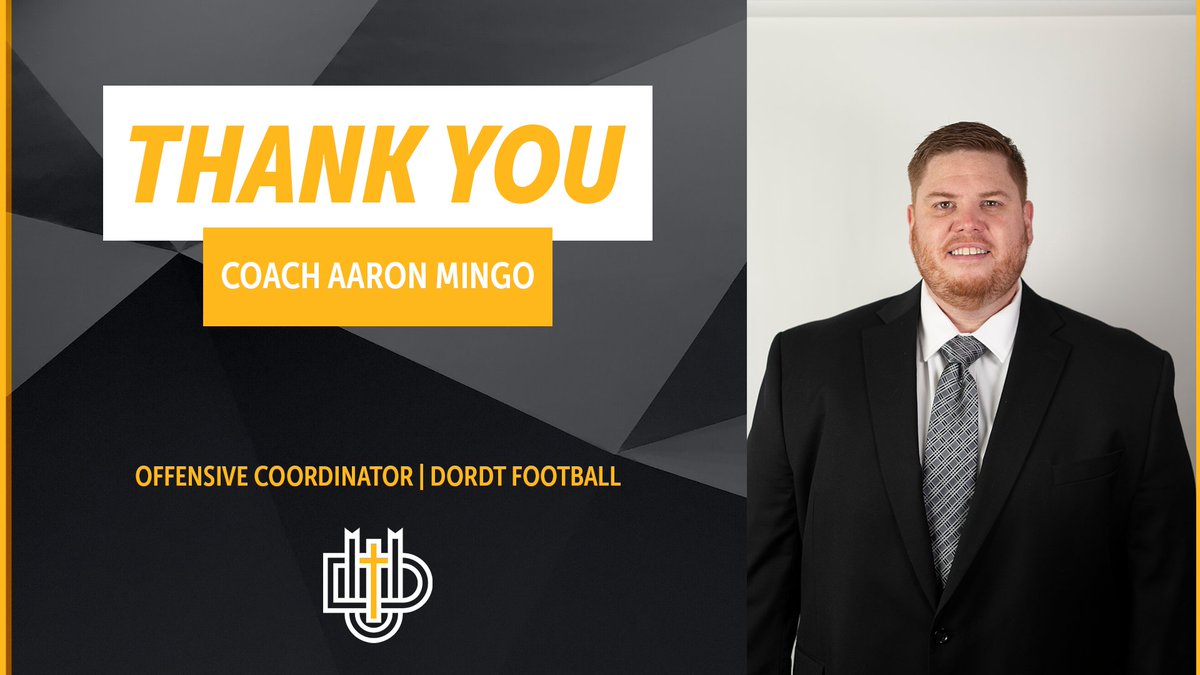 dordtdefenders's tweet photo. Thank you, @Coach_Mingo, for 5 years of service to the Defender Football program. In addition to the on-field success leading the offense, we are grateful for your investment in the lives of our student-athletes. Defender Nation wishes you the best in your new head coaching role! https://t.co/R7GaAqyuG0