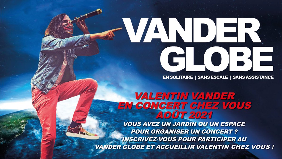 🚀🌎 En tournée mondiale... CHEZ VOUS !🚀🌎

👉 1ère édition du Vander Globe : tournée en acoustique dans vos jardins, salons... 10 dates auront lieu ! 

Si vous voulez en accueillir une, toutes les infos sont sur ce lien : valentinvander.com/vander-globe 
J'ai hâte de vous retrouver😊!