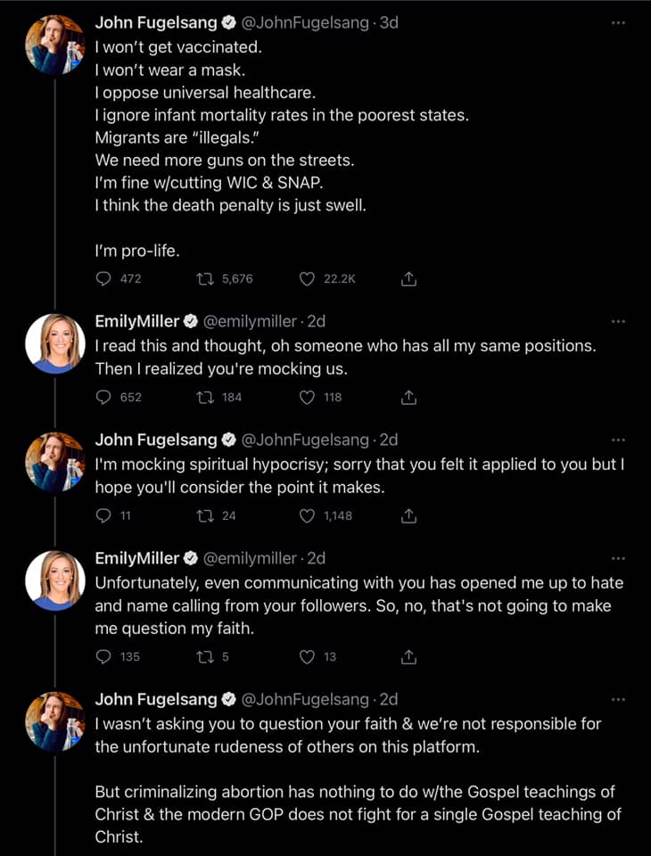 JohnFugelsang's tweet photo. Here's the full exchange.  This actually happened.  
She worked in the Bush and the Trump White House. https://t.co/oSnZ1cOyR5