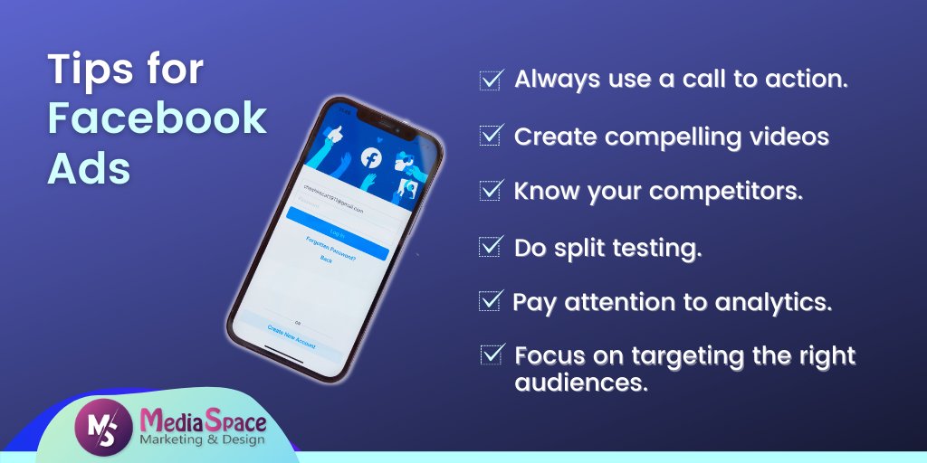 If you are looking for ways to improve your Facebook ads, these are some advertising tips for you:
📢 Always use a call to action,
📢 Create compelling videos,
📢 Know your competitors,
📢 Do split testing,
📢 Pay attention to analytics,
📢 Focus on targeting the right audiences.