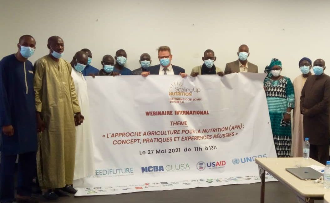 Photo de Famille webinaire international d’échanges sur l’#Agriculture Pour la #Nutrition (APN)   organisé par la Plateforme  SUN Société Civile Sénégal  dans le cadre du partenariat avec #Kawolor financé par l'#USAID,  ce jeudi 27 mai 2021.
