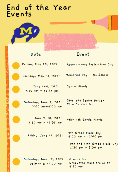 Please take note of End of the Year Events