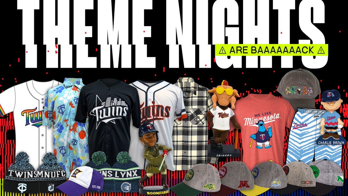RT for a chance to win 2 items + 2 tickets to a Theme Night Game of your choice! #MNTwins 

Full Theme Night Schedule: twinsbaseball.com/themenights
