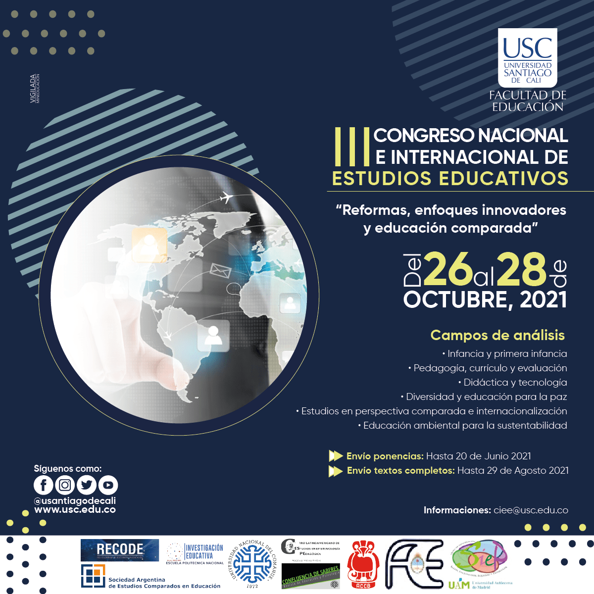 usantiagodecali's tweet photo. #EventosUSC Prográmate desde ahora para este encuentro internacional. Invitación especial de nuestra Facultad de Educación.
#licenciatura #educacioninfantil #niños #aprendizaje #educacion#jardinesinfantiles #jardininfantil #preescolar #altacalidad #USC #colombia#cali https://t.co/aQTuvrrEEu