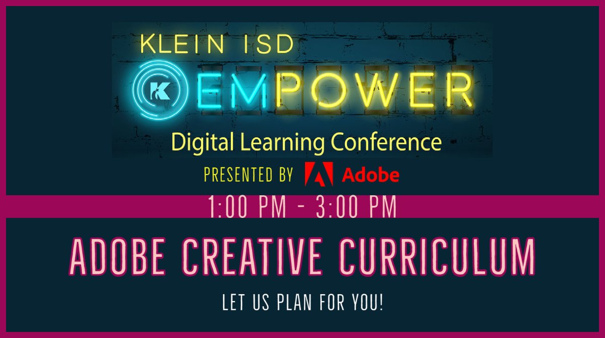 Come see how <a href="/Adobe/">Adobe</a> can help your lesson planning with their Creative Curriculum! #KleinEmpower 
More info at kisd.us/empower!