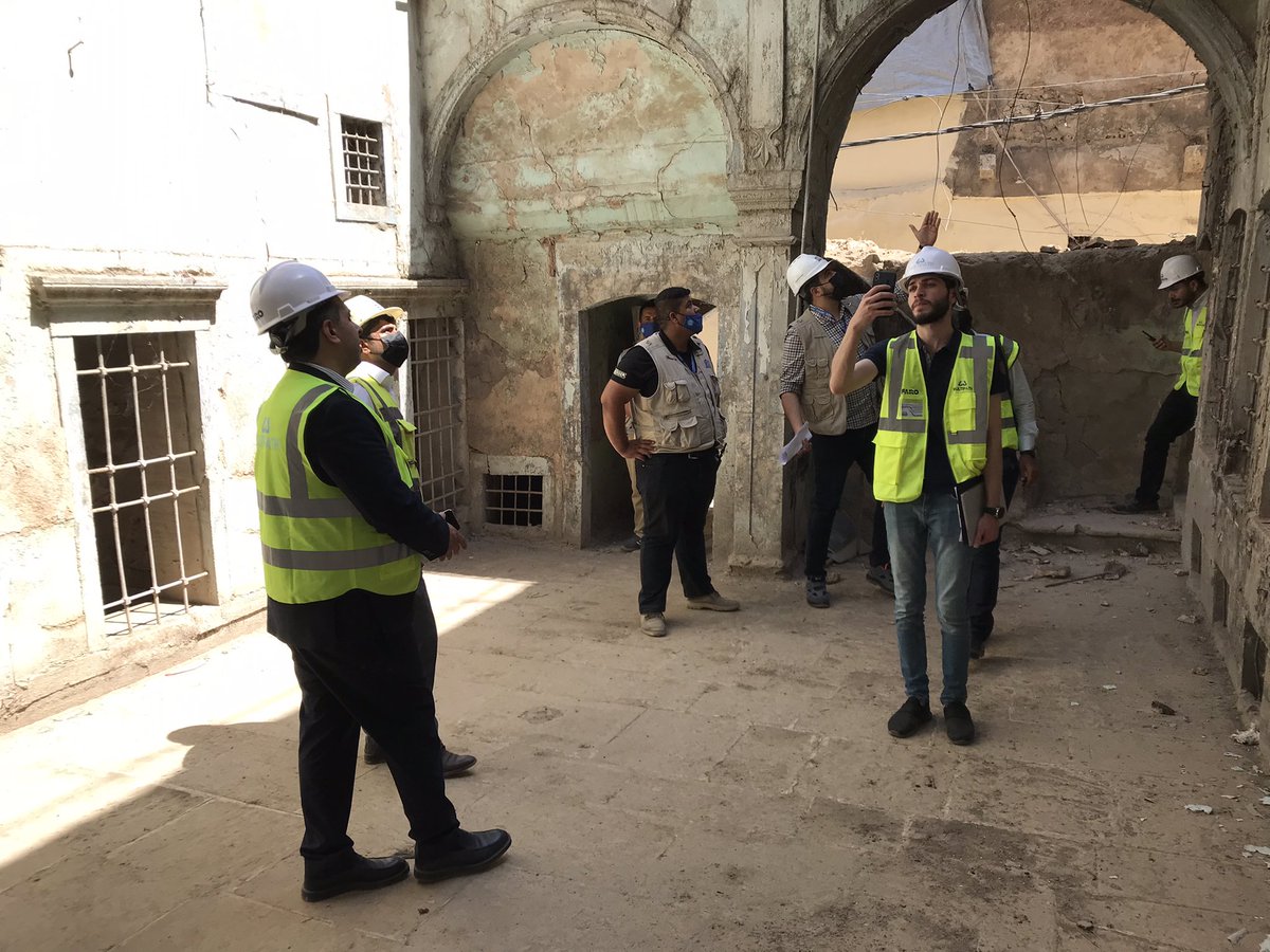 OPoquillon's tweet photo. Mossoul: Restauration du couvent des Dominicains, Notre Dame de l’Heure - Première réunion de chantier avec les  géomètres et ingénieurs chargés des études. Une nouvelle étape commence !  #Irak #Mossoul #ReviveTheSpiritOfMosul #UAE #HumanFraternity https://t.co/FjMJLzkTiI