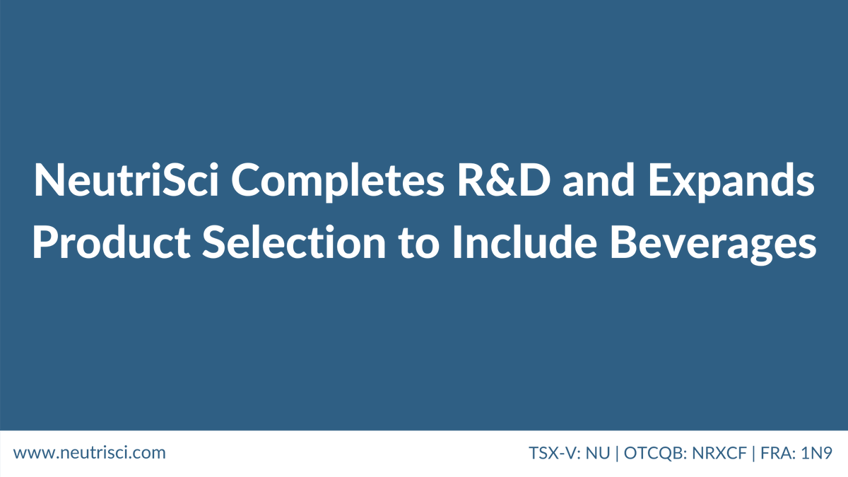 NeutriSci Completes R&amp;D and Expands Product Selection to Include Beverages

#stockstowatch #cbd #thc #stockmarket #stock #investors #investments #pressrelease $NU.V $NRXCF

neutrisci.com/neutrisci-comp…