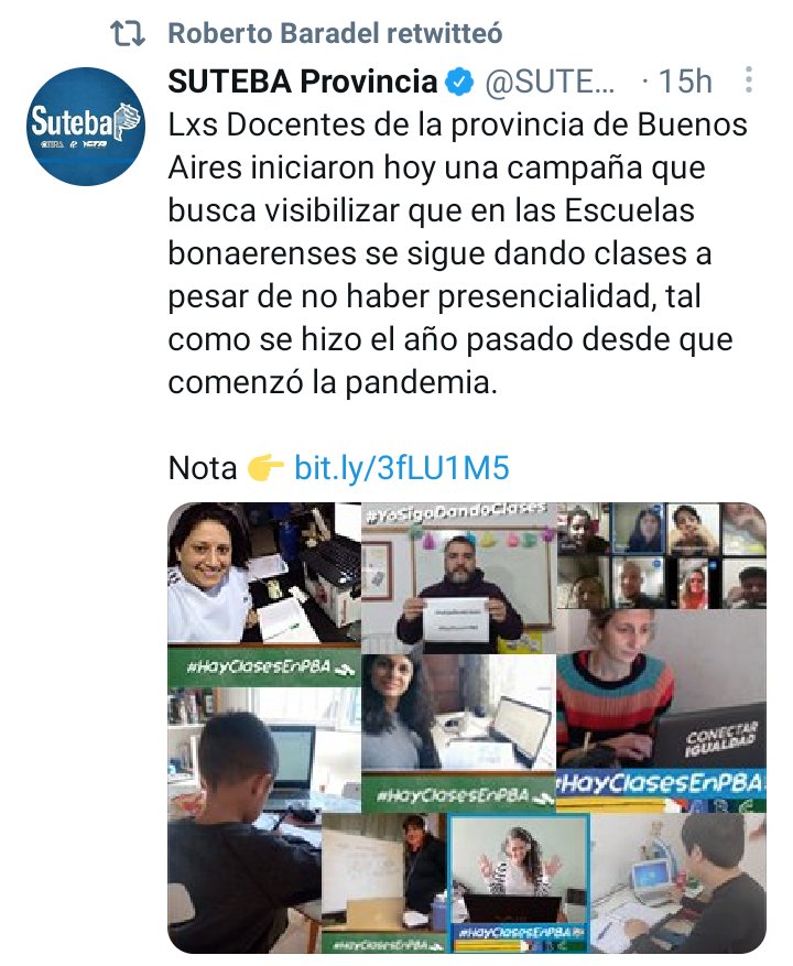 delatorrej's tweet image. ¿Y @RobiBaradel? Preocupado por "visibilizar" que en el Conurbano hay clases virtuales. 
Debería recordar que "la única verdad es la realidad" y reconocer que, a un año de haber empezado la pandemia, no aportó ni una estrategia para mejorar la desigualdad que se está generando.